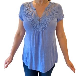 Anthropologie Deletta lace periwinkle tee